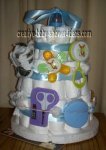 blue satin ribbon diaper cake