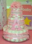 Pink letter A diaper cake