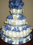 blue and cream flowers diaper cake