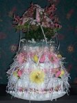 3 tier pink and yellow flower diaper cake