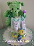 green bear diaper cake