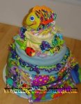 colorful bug diaper cake centerpiece