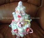 sock roses diaper baby cake