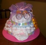 2 tier pink and purple diaper cake