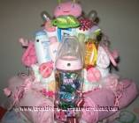 pink butterflies diaper cake