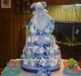 blue teddy bear lovey diaper cake