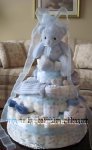 soft blue bear diaper cake