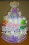 lavender duck and bear diaper cake