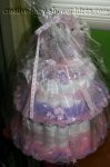 2 layer diaper cake with pink and purple tulle