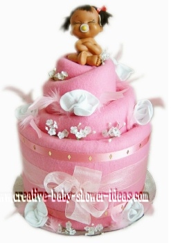 pink blanket doll diaper cake