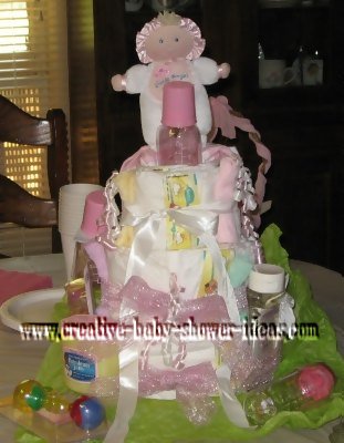 baby girl bottle diaper cake