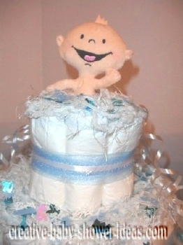 closeup of top of diaper cake