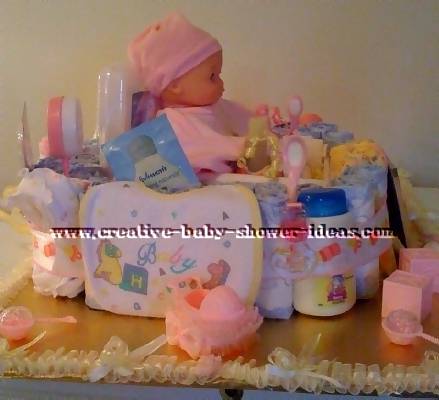 princess doll diaper basket cake