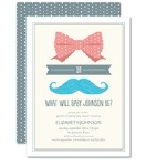 bows or boys gender reveal baby shower invitation