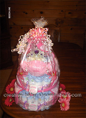 wrapped princess crown diaper cake