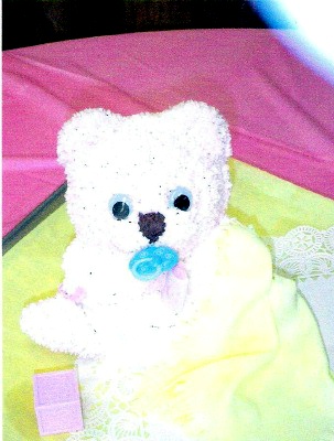 closeup of baby teddy bear cake