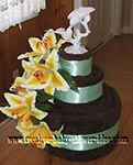 chocolate brown and green towel cake