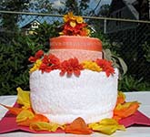 orange and red towel cake