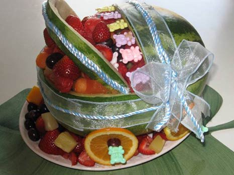 baby carriage watermelon basket
