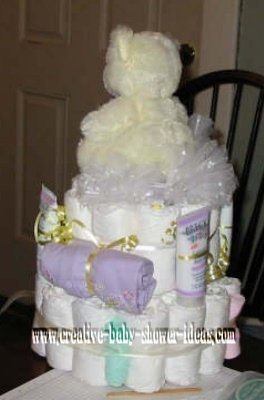 back of ballerina bear diaper cake 