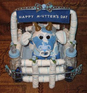 blue and white camo diaper cow