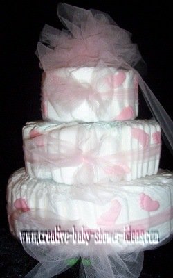 pink tulle diaper cake