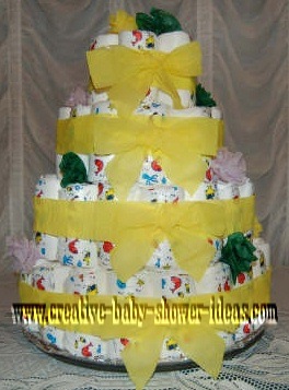 yellow and green diaper cake