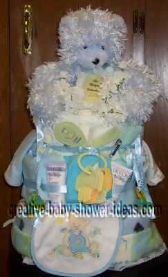 blue bear diaper cake instructions