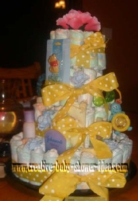 yellow polka dot diaper cake