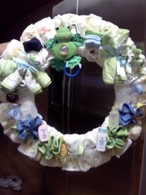 green frog diaper wreath