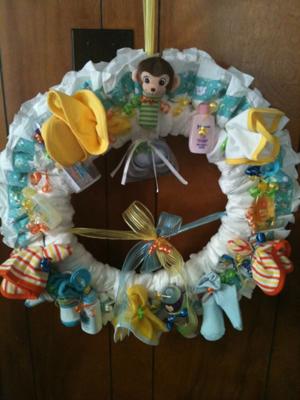 monkey diaper wreath