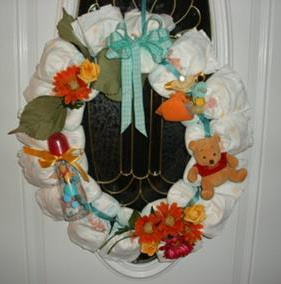 winnie the pooh orange flower diaper wreath