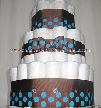 brown polka dots baby diaper cake