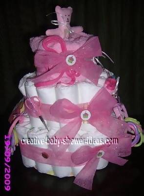 pink cupcake bear diaper cake