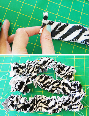 creating ruffles for the baby onesie