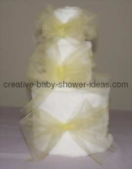 bows tied on each layer of towel cake