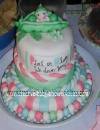 green pink and white peas in a pod baby cake