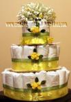 yellow and white chic diaper cake