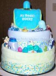 blue my dad rocks bib diaper cake