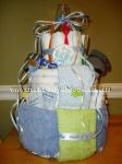 blue and green boy diaper cake