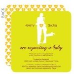 couples hugging with a heart baby shower invitation