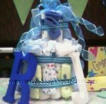 boy monogram R diaper cake