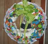 green ribbon diaper wreath