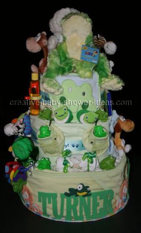 twin frog diaper cake