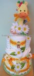 yellow giraffe and daisies diaper cake