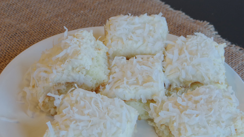 closeup of coconut cake