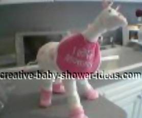 pink and white diaper giraffe