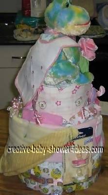 watercolor frog diaper cake with bib cape