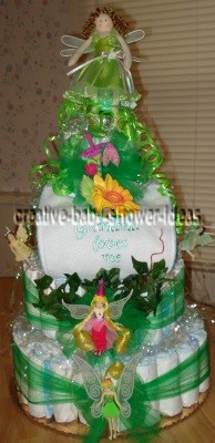 green fairy princess diaper cake