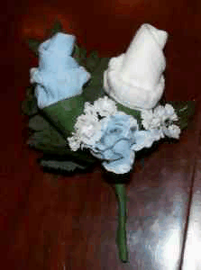 finished sock rose boutonniere